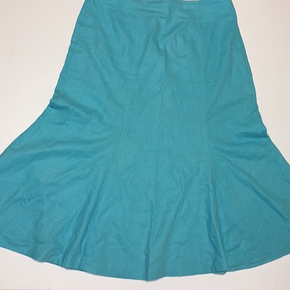 Margareta “Irene 2” Vintage Turquoise Linen A-Line Skirt - Women’s Size 14 - Picture 4 of 8
